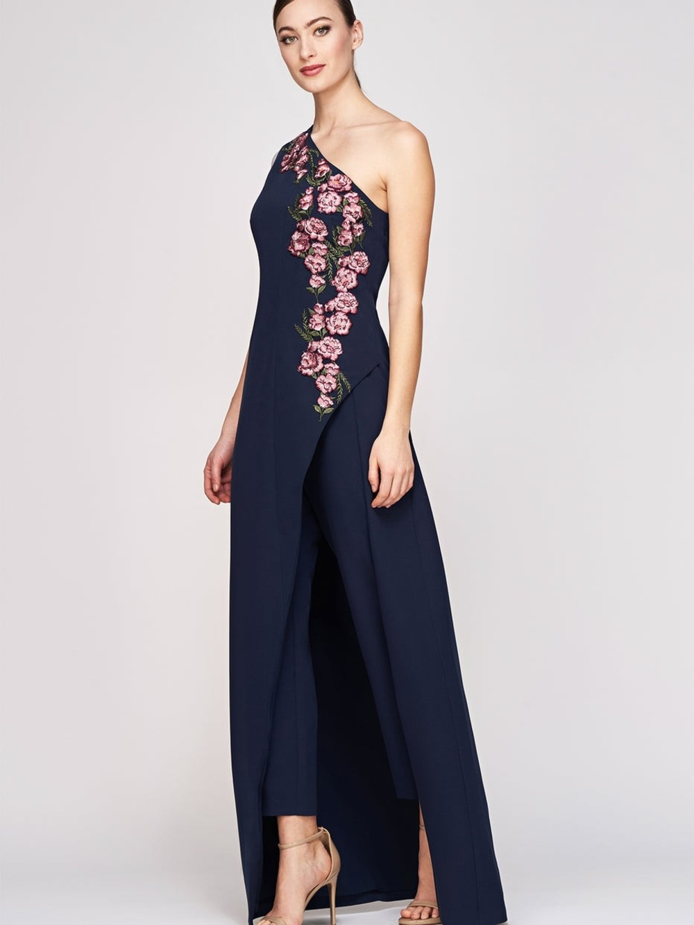 Kay Unger - Nadine Walk Thru Jumpsuit, One Shoulder Step Through Dress - Sz 6